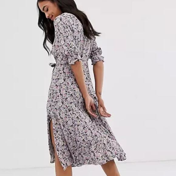 All Saints Dress Womens 4 Multicolor Chiara Sketch Midi Floral Patterned Shirt - Picture 13 of 13